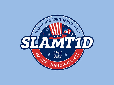 SlamT1D - 4th of July Badge 4th of july adobe illustrator american flag badge branding creative design digital design graphic design holiday illustration independence day logo red white and blue type 1 diabetes typography uncle sams hat website