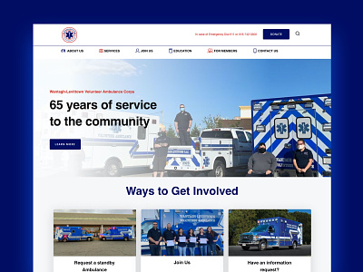 WLVAC Nonprofit Website ambulance branding design emergency response new design red white and blue typography ui ux volunteer web design website wordpress