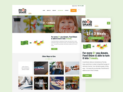 Food Share | Nonprofit: Ways to Give Page branding design food bank food share giving graphic design mockup nonprofit organization typography ui ux ways to give web design website