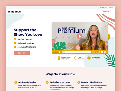 Mind Love Podcast Premium Page Design branding design graphic design health illustration logo mental mind love mockup page design podcast premium sketch subscription typography ui vector web design website wellness