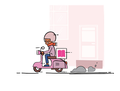 Delivering book at doorstep illustration vector