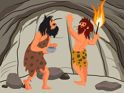 Caveman communicates with each other