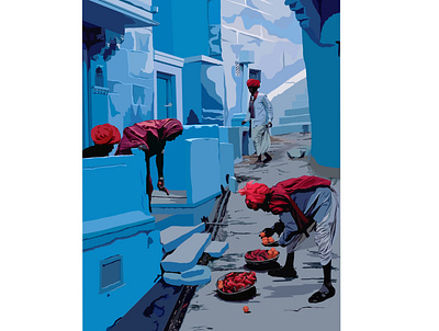 Jodhpur - " The blue city " apple pencil branding digital art digital painting illustraion ipad procreate