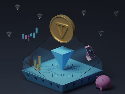 TON Coin 3d 3d crypto 3d cryptocurrency 3d telegram crypto cryptocurrency illustration motion graphics telegram ton coin toncoin