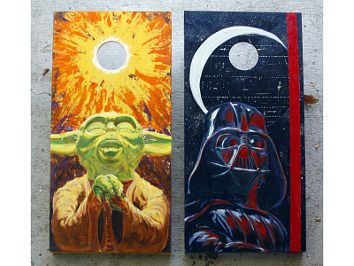 Star Wars Corn Hole acrylic cornhole darthvader illustration paint starwars traditional art yoda