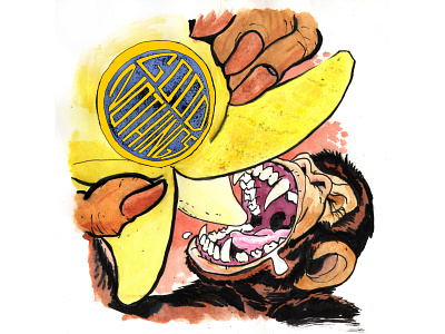 BananaFest animals band color design drawing illustration ink logo promotional traditional art watercolor