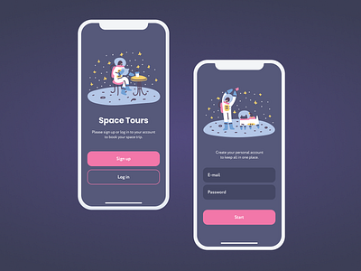 Space Tours App: Sign Up Screen app art concept design designer dribbble interface product space ui uiuxdesign ux website