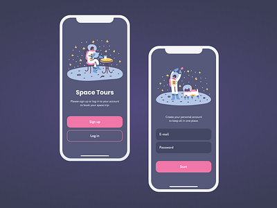 Space Tours App: Sign Up Screen