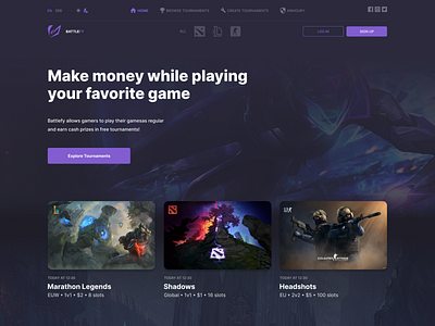 Esport Tournaments Platform | Concept Landing Page | Battlefy concept design esports figma games landingpage league of legends ui uiux ux