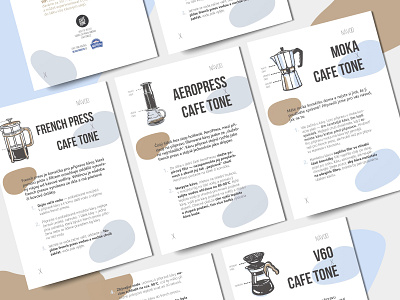 Coffee making instructions for CAFE TONE book brochure design graphicdesign typesetting typography