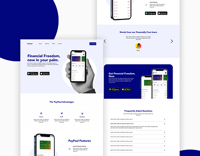 PayPaul 🤪 - Fintech App Landing Page design figma finance app fintech landing page ui web
