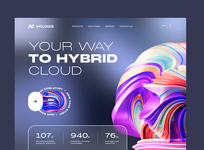 Hyclouds - hybrid cloud enabler. 3d cloud design graphic design ui