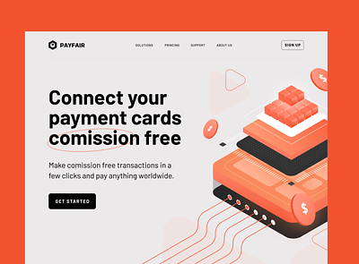 Payfair - online billing landing page. 3d billing cloud design hosting illustration payment ui