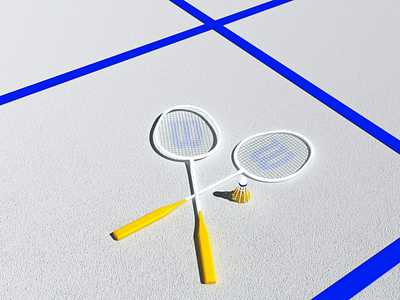 Hitting Badmintons 3d 3d animation 3dfordesigners badminton birdie c4d c4dfordesigners cinema4d racket tennis