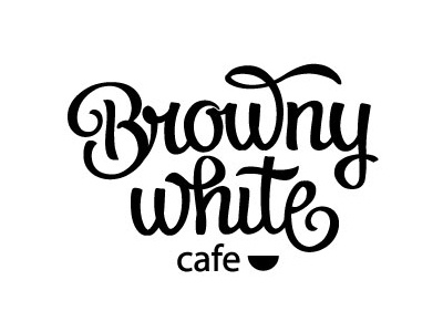 Logo for "Browny white" hand drawn lettering logotype typography