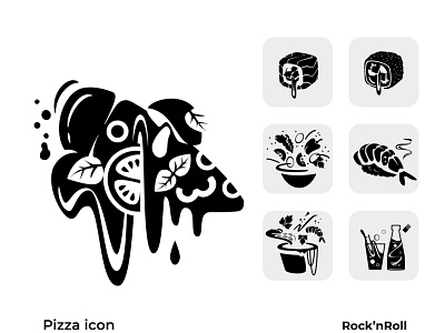 The icons for Rock and Roll catering company. app branding food handwritten ico icon identity logo pizza ui