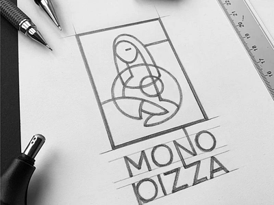 Logo for Monopizza identity logo logodesigner logosketch mona lisa pizza