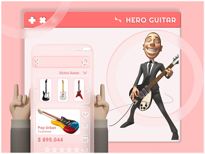 Hero Guitar glass effect heroguitar illustration uidesign