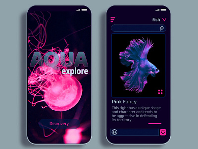 Aqua Explore - Pink Fancy dark ui design fish ui uidesign
