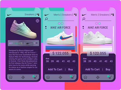 Sneakers Online - UI Design / Visual Design branding clear effects figma glass effect shoes store sneakers uidesign vector visualdesign