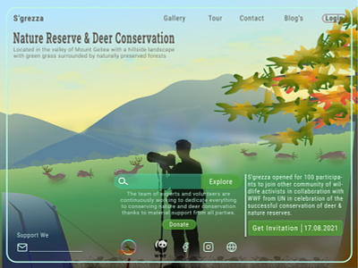 Hill and Deer - Illustration deer designvisual hill illustration morningshine naturewild sunrise uidesign webdesign