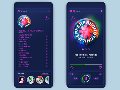 Music Apps - Parallel Universe design media player music app redhotchilipeppers uidesign vector visual design