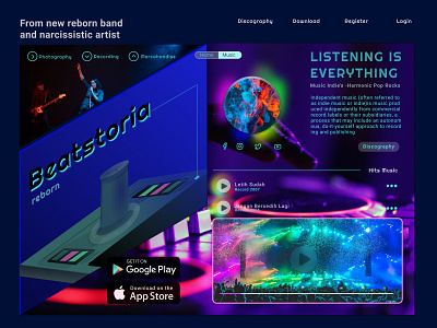 Beatstoria Landing Page branding illustration motion graphics uidesign