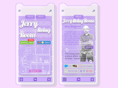 Jerry Living Room - UI Design illustration livingroom retro uidesign vector