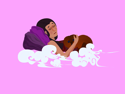 Sleeping Pussy cloud girl illustration illustrator pussycat sleeping vector