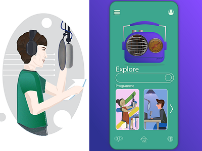 Design Work Illustration - Radio Apps announcer design designwork illustration indonesia radio radioapps uidesign
