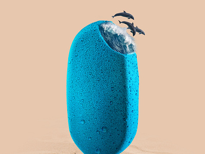 Phtoshop work design dolphin photoshop popsicle sea unreal wave