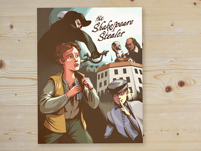 "The Shakespeare Stealer" Pitch Cover character design hand lettering illustration typography