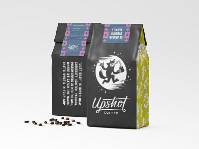 Upshot Coffee Bags brand identity branding coffee graphic design illustration packaging packaging design procreate