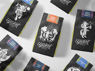 Upshot Coffee Bags brand identity branding character design coffee illustration packaging packaging design procreate