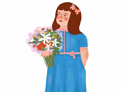 Grow up with flowers character design illustration