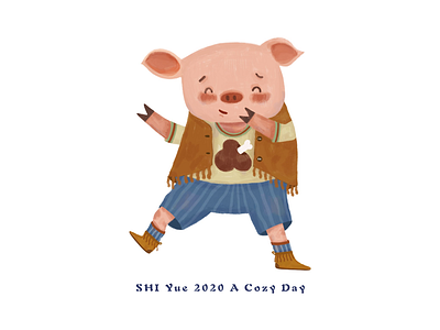 Dancing piggy illustration design
