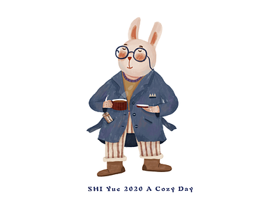 Mr. Rabbit with coffee