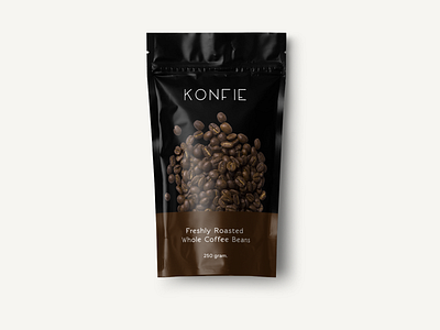 KONFIE Coffee Beans beverage brand brand design branding clean coffee coffee bean coffee brand design food minimal minimalism minimalist design product