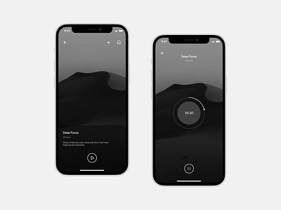 Focus App UI app app design daily 100 challenge dailyui dailyuichallenge design focus ios ios app design meditation productivity app timer ui uidesign ux uxdesign