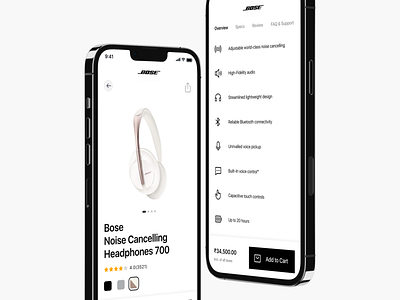 Bose Store concept pt.2 app bose bose headphones brand clean design earphones headphones interface iphone minimal pure ui ui design ux