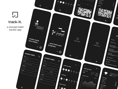 track-it: a concept habit tracker app activity android app app ui app design brand branding clean concept design habit minimal productivity racking app task management tracker ui ui design