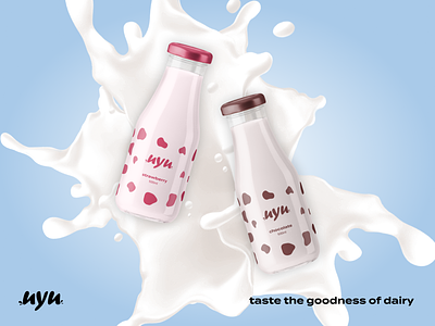 uyu-taste the goodness of dairy(3) beverage brand branding clean design drink eat flavors flavours food fun illustration logo milk minimal mockups modern product typography