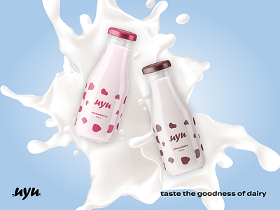 uyu-taste the goodness of dairy(3) beverage brand branding clean design drink eat flavors flavours food fun illustration logo milk minimal mockups modern product typography