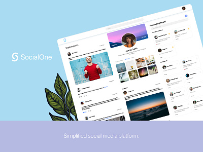 SocialOne - Social Media UI adobe xd art branding design flat minimal ui ux web website