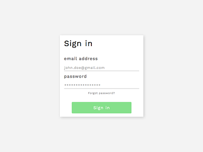 Sign In element flat form in input interface login sign up user widget