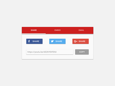 YouTube Social Share Buttons design element flat interface material share shares sharing social ui ux widget