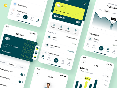 Finance app - Mobile App app bank business clean color design eco eco friendly finance fintech green interface mobile mobile application ui ux