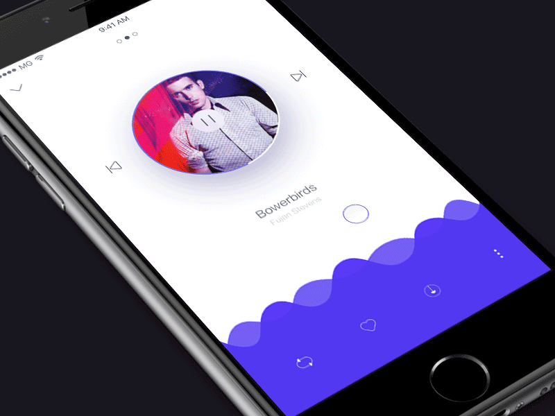 Music Player 2 app ios music ux animation gif blue player ui