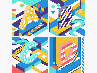 36 Days of Type 2020 - A thru D 36days animation design graphic design illustration isometric motion graphics type typography