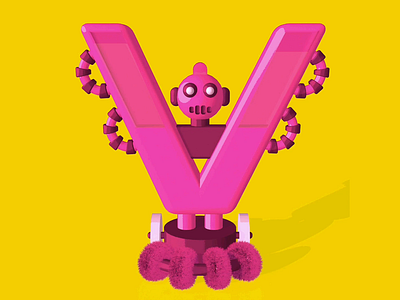 36 Days of Type: Type Bots - Letter V 36days 3d 3dcharacter 3dillustration animation characterdesign design graphic design illustration motion graphics robot type typography